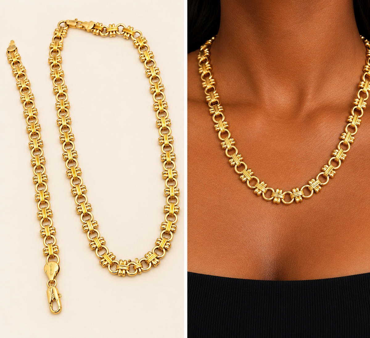 Statement Chain Necklace & Bracelet