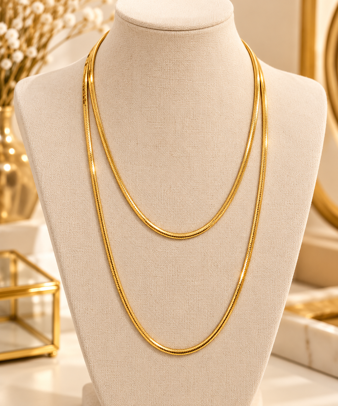 Gold layered snake chain necklace