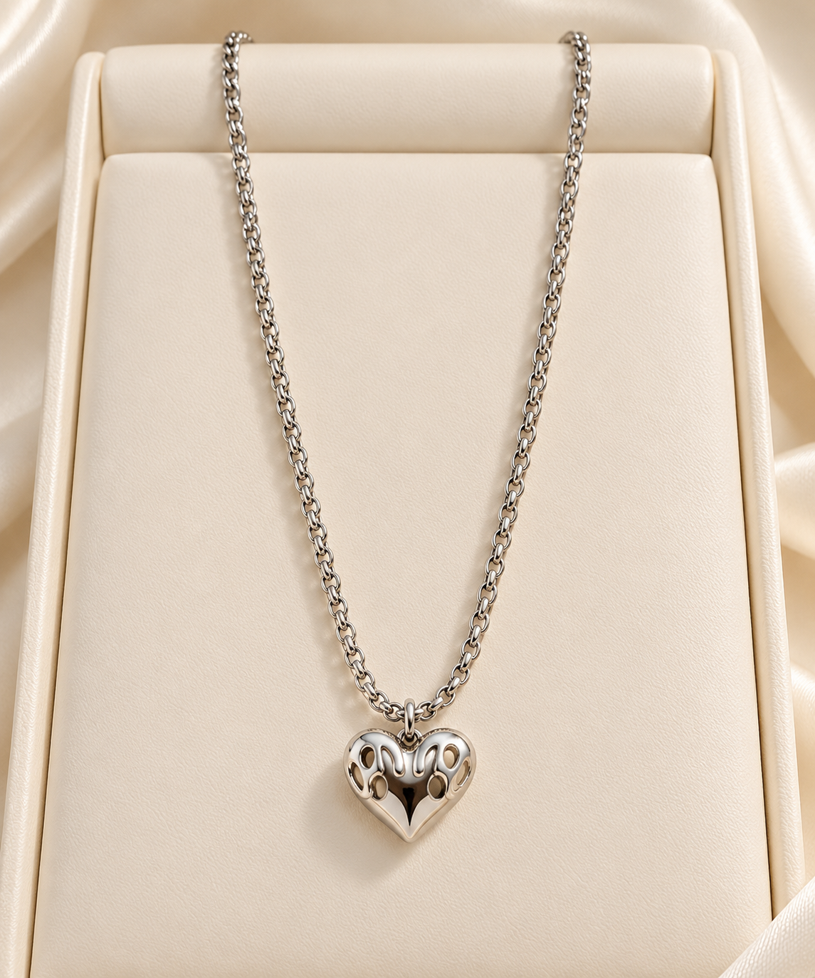 Sculpted Heart Pendant Necklace