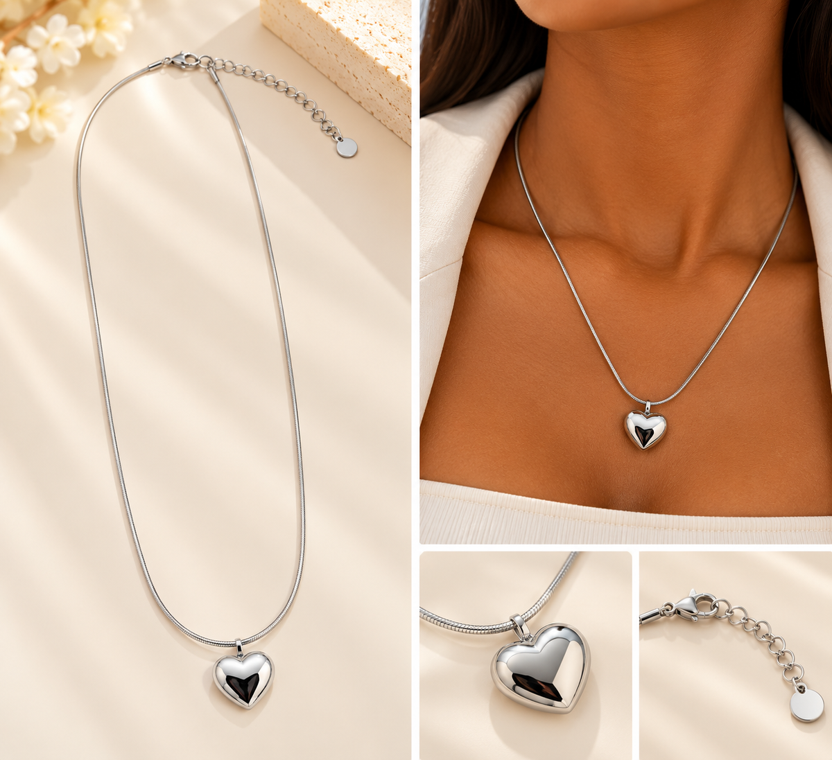 Silver Heart Pendant Necklace