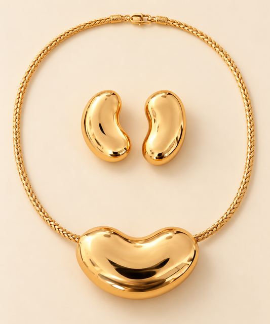 Bean Pendant Necklace &earrings set
