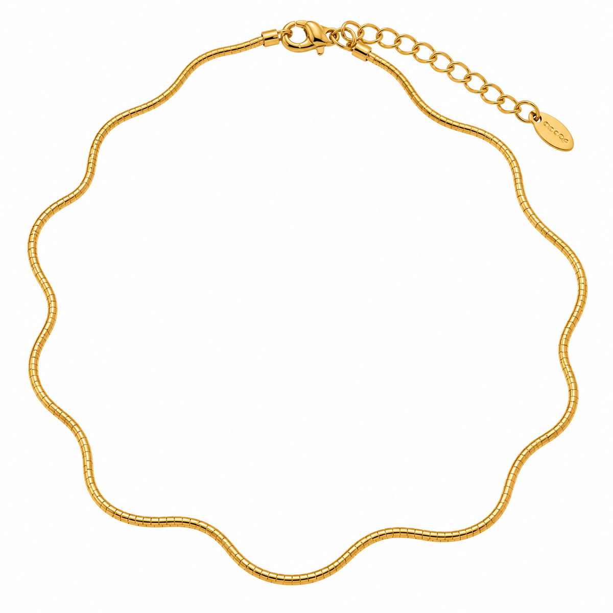 Gold Wavy cord Chain Necklace