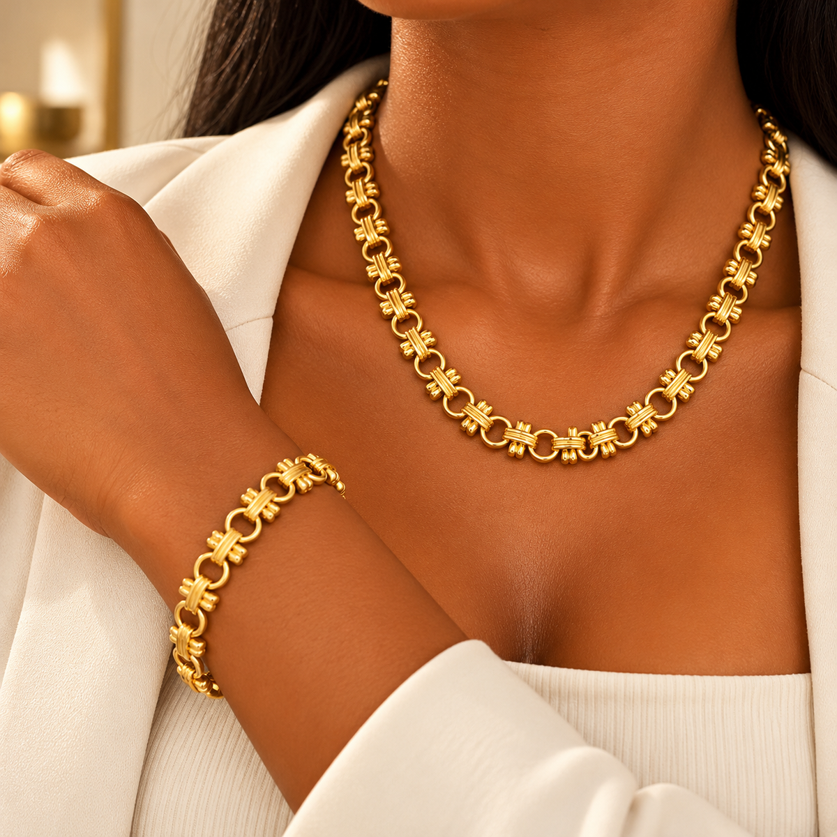 Statement Chain Necklace & Bracelet