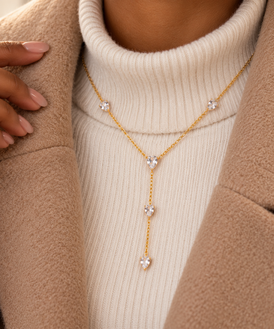 Crystal Y-Necklace – Dainty Lariat Necklace