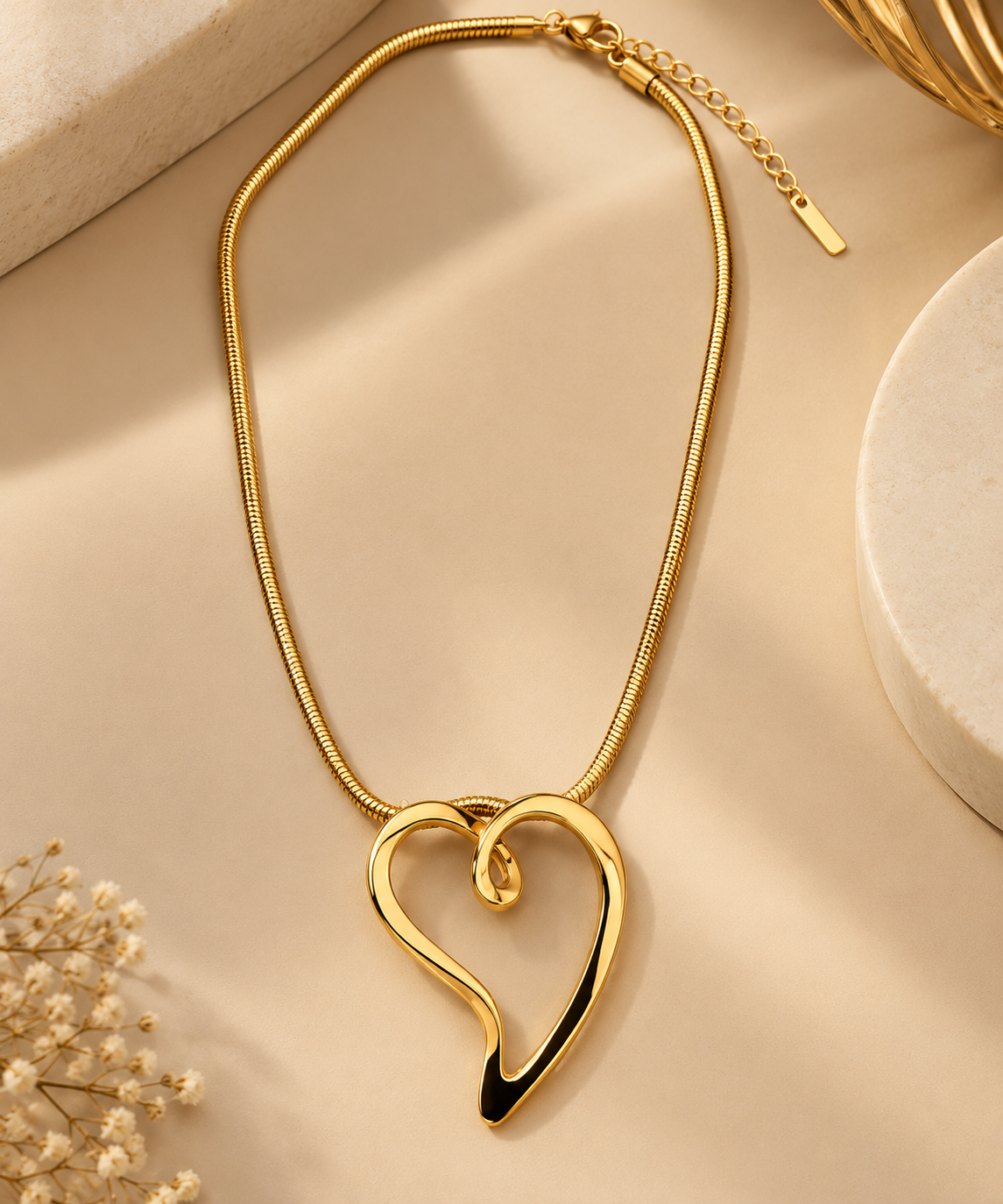 Interlocking Heart Pendant Necklace