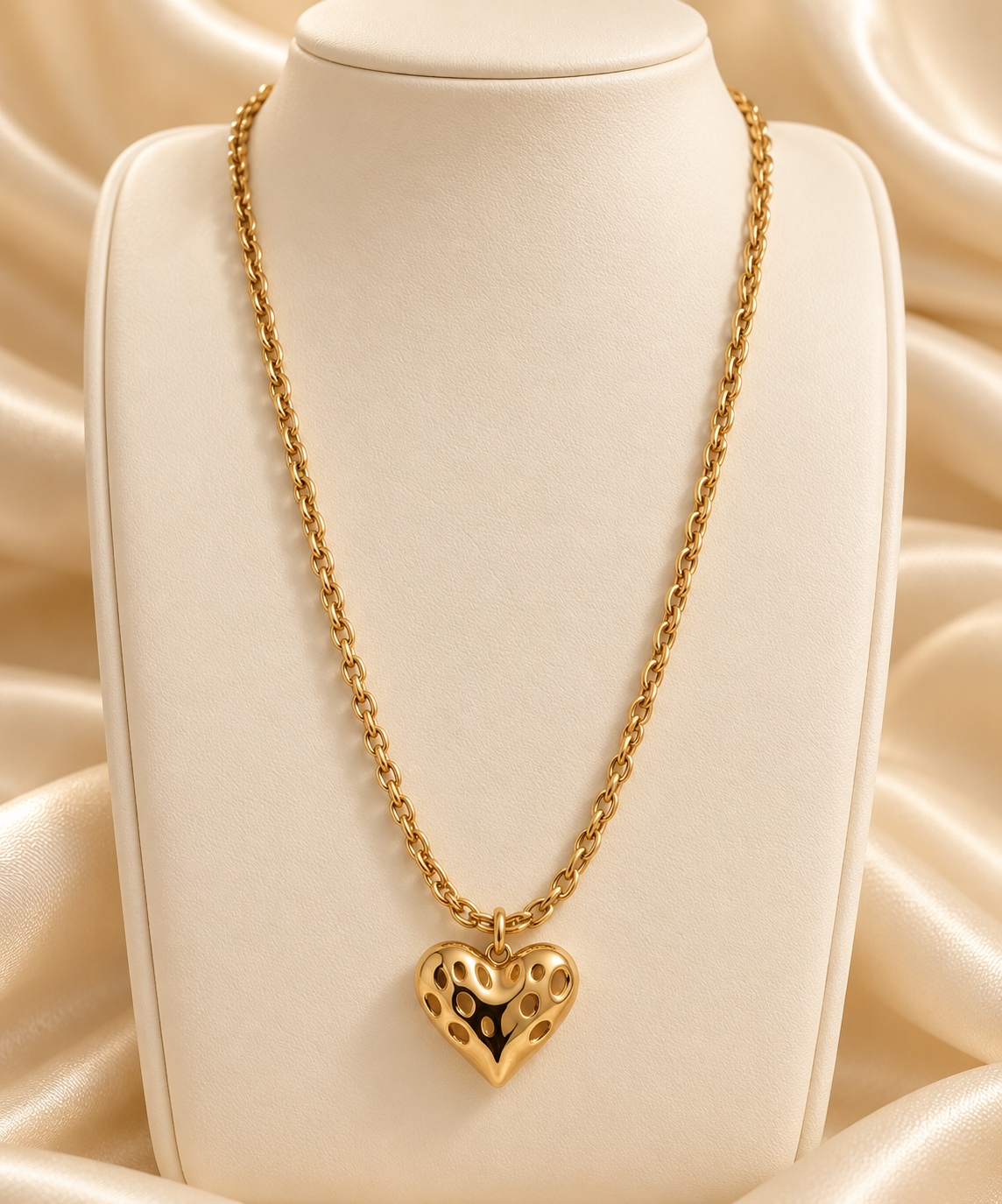 Sculpted Heart Pendant Necklace
