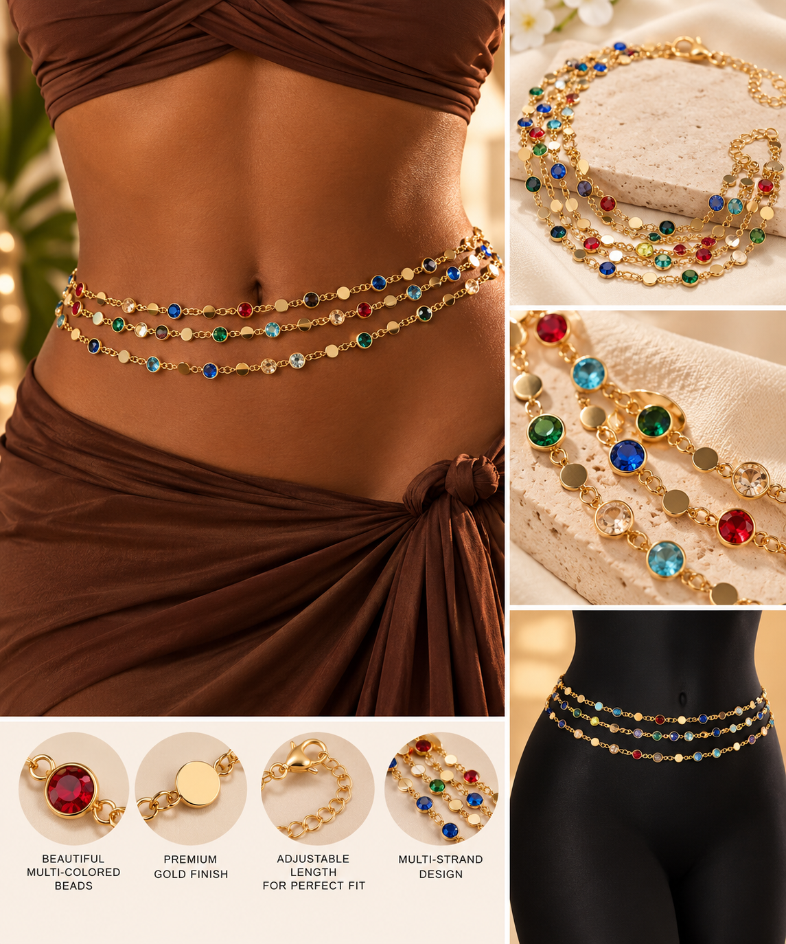 Multicolour Waist Chain – Layered Waist Beads