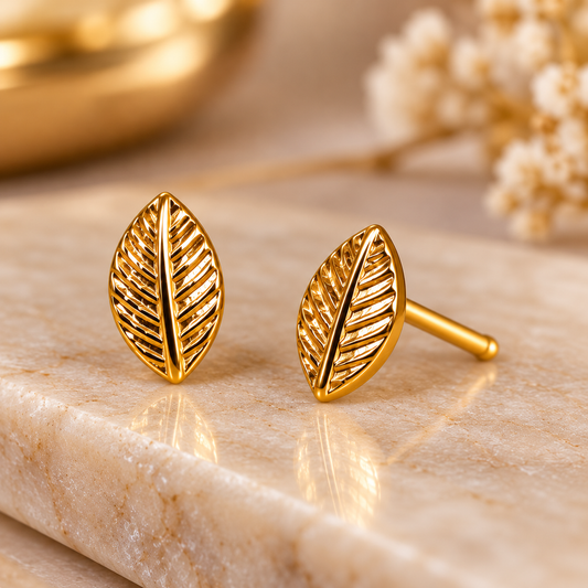 Leaf-Shaped Nose Studs – Tiny Gold Nose Piercing Jewellery