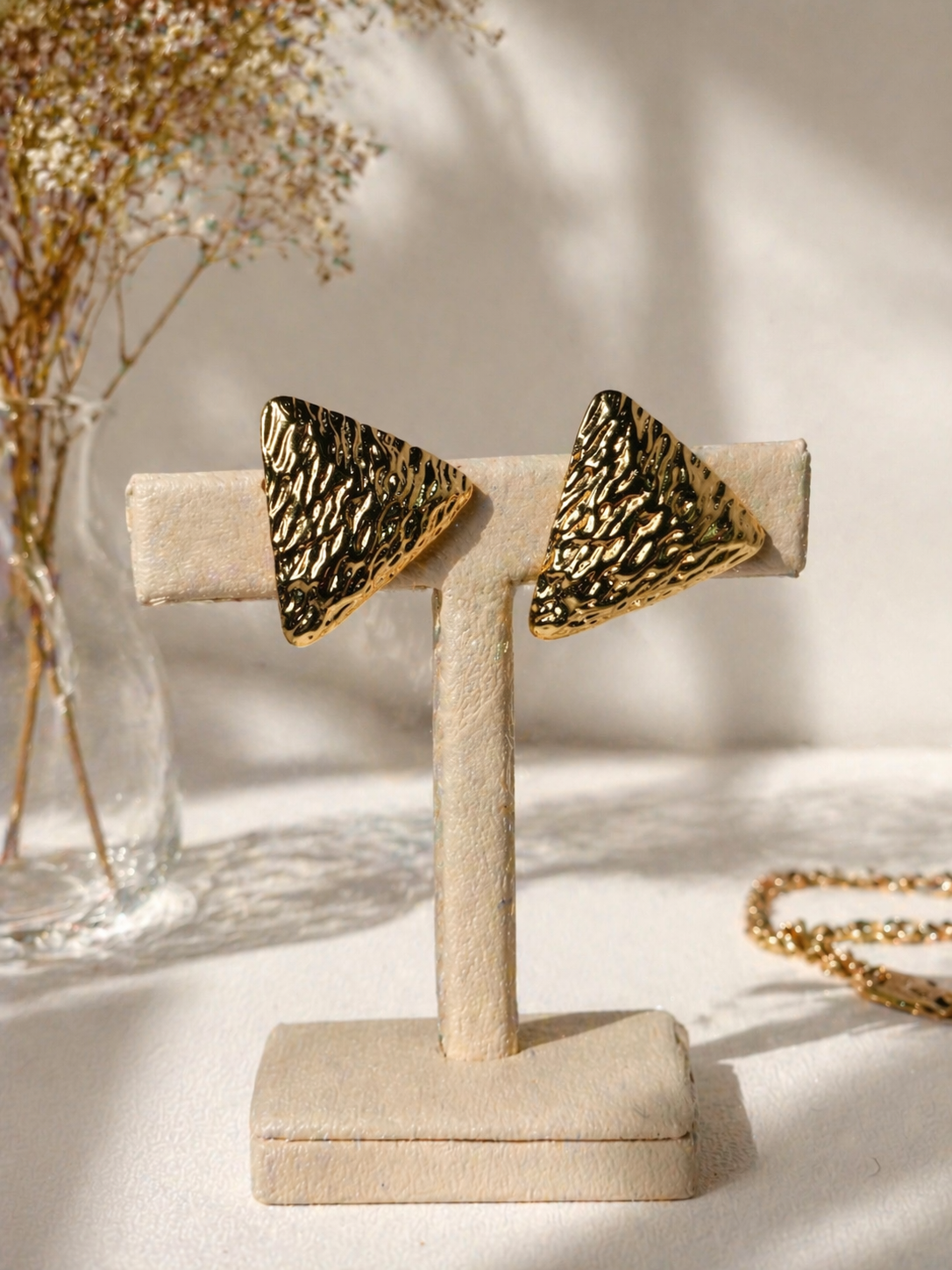 18K Gold Plated Triangle Stud Earrings