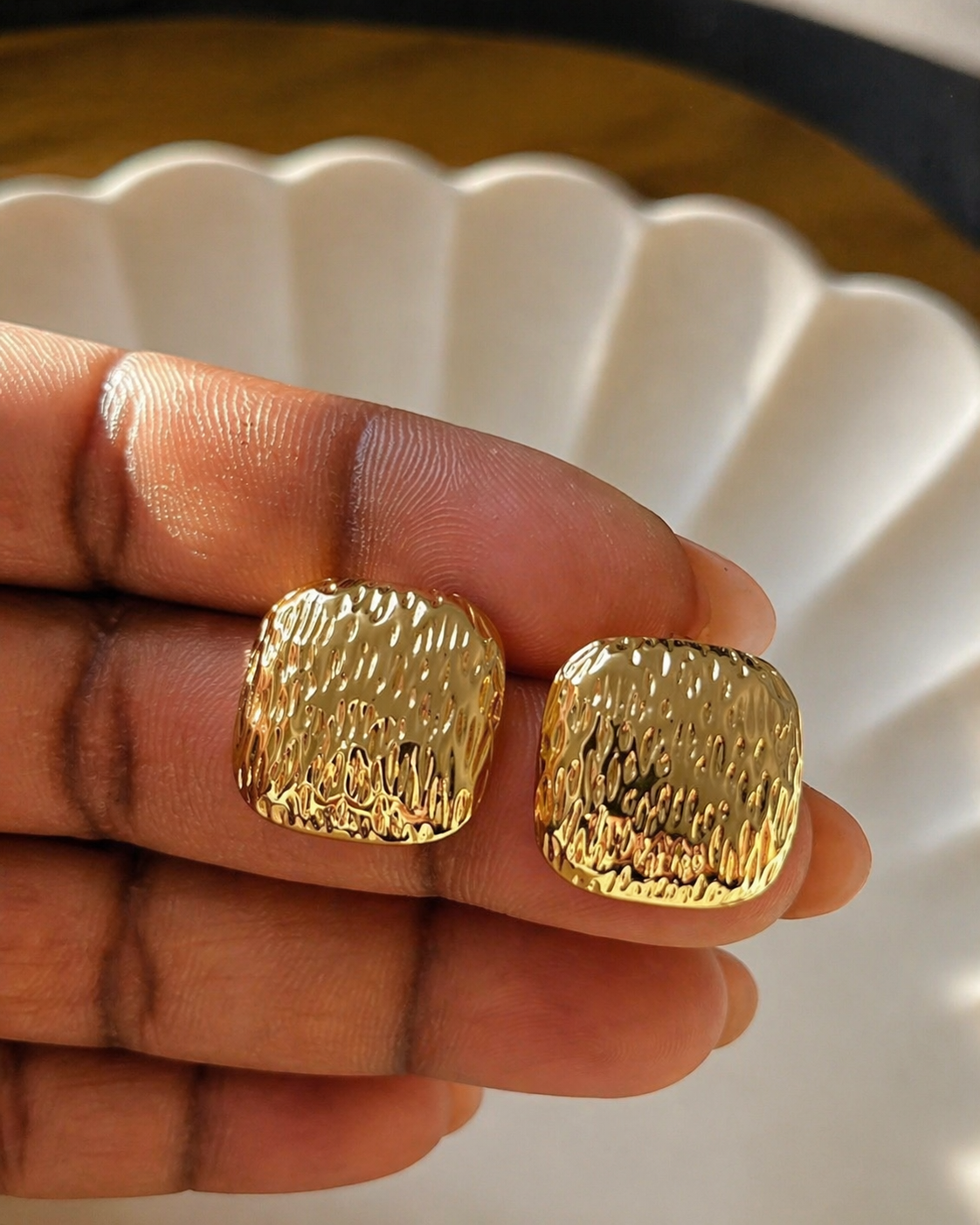 Gold Plated Square Hoop Earrings