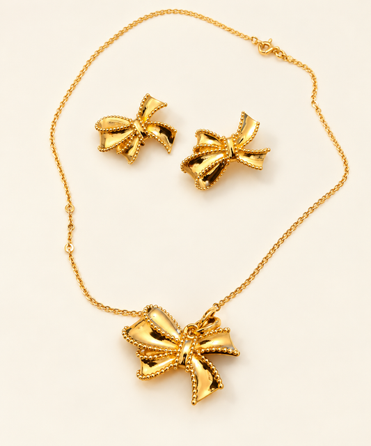 Bow Necklace &Earrings Set