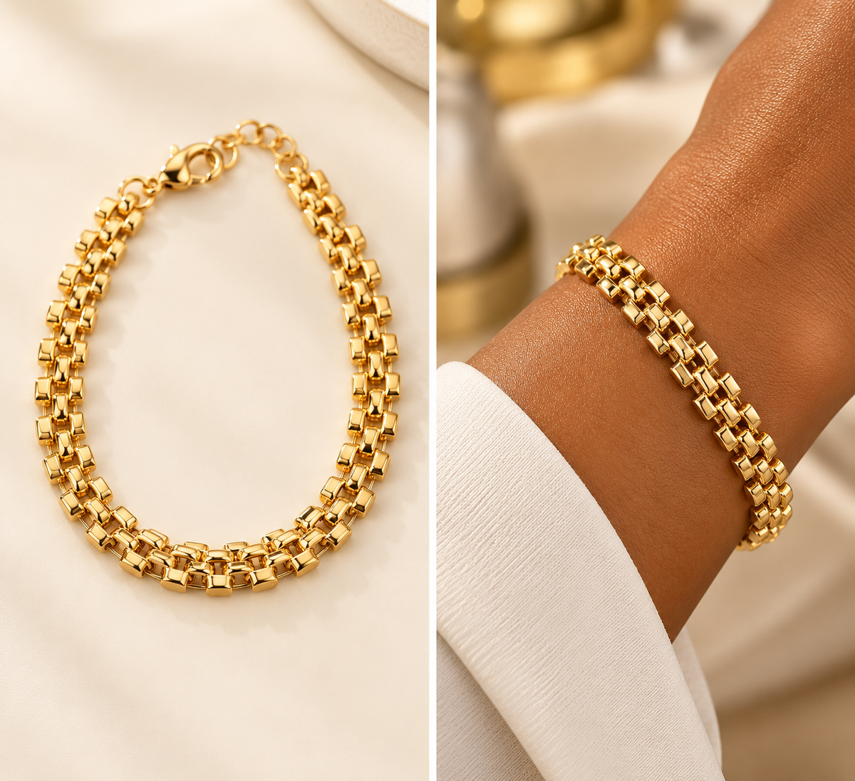 Double row link chain bracelet